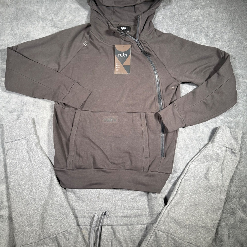 Tuxy Sweat Suit Mens Size M Grey One Piece Jumpsuit Lounge Hoodie Joggers NWT